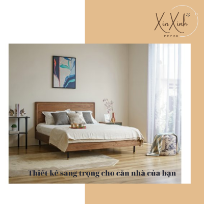 Giường ngủ phong cách trang nhã gỗ thông công nghiệp cao cấp 1m8 - xinxinh