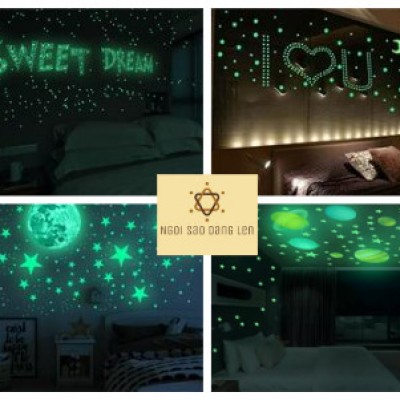 Sao dạ quang NSDL dán tường phát sáng, trang trí phòng ngủ cực chill