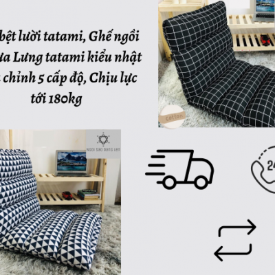 Ghế bệt lười tatami, Ghế ngồi bệt tựa Lưng tatami kiểu nhật điều chỉnh 5 cấp độ, Chịu lực tới 180kg