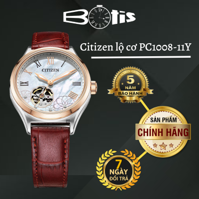Đồng Hồ Nữ Citizen PC1008-11Y Automatic Da Đỏ Mặt Trắng Kính Sapphire